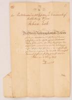 1857 Számvizsgálóhivatali levél a Gefällen- und Domänenhof könyvelése részére. Udvari, címeres papírfelzetes viaszpecséttel