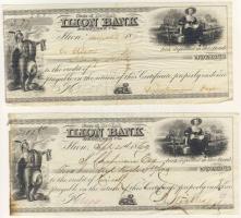 USA 1869. Ilion bank 2 db dekoratív csekk