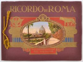 Ricordo di Roma. 60 Vedute. Képes füzet Róma városáról, látképekkel, négynyelvű leírásokkal. A borítótábla gerincét korábban javították.