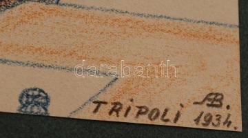 AB jelzéssel: Tripoli. Kréta, papír, 24×16 cm