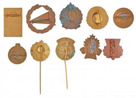 10db klf törzsgárda jelvény és kitűző, közte "Külkereskedelmi Törzsgárda", "Hőtechnik...