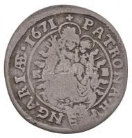 1671K-B 6kr Ag "I. Lipót" előlapon körirat osztása eltérő, mindkét oldalon vonalkör a gyön...