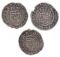 1569KB Denár Ag "II. Miksa" (0,46g) + 1571KB Denár Ag "Miksa" (0,5g) + 1596KB De...