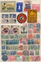 cca 1910 Kis kelet-európai levélzáró és bélyeg tétel berakólapon / old East European poster stamps and stamps