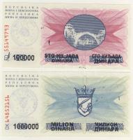 Bosznia 1992. 25D, 50D "Tuzlanska Regija 100.000D ill. 1000.000D felülbélyegzés T:I