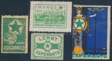 cca 1910 4 eszperantó levélzáró / 4 esperanto poster stamps