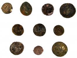 Római Birodalom 10db klf bronzpénz, közte hamis is! T:vegyes 
Roman Empire 10pcs of diff bronze coi...