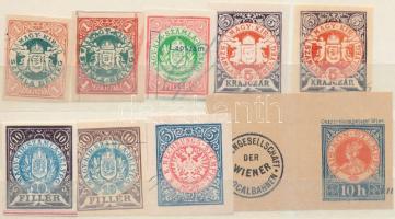 cca 1890 Számlailleték bélyegek és díjjegyek / Invoice fiscal stamps