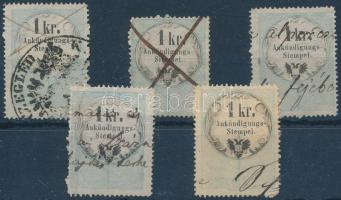 1854 5x 1kr hirdeménybélyeg / 5x1kr announcement stamps