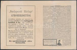 1890 A Budapesti Hírlap reklámgrafikával díszített hírdetésfelvő számlája