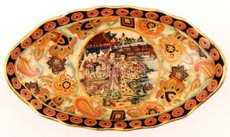 Japán életképes kínáló, matricás, jelzés nélkül, kopott, m:11 cm, h:26,5 cm