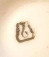 Gránit porcelán gyógyszeres tégely fedéllel, hibátlan, jelzett, m: 14 cm, d: 7,5 cm