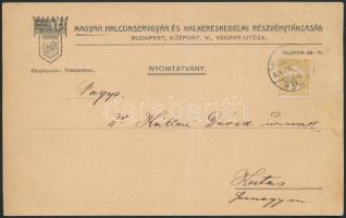 1909 Magyar Halconservgyár megrendelőívet tartalmazó levelzőlapja