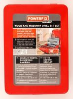 Powerfix fa- és kőfúró készlet, eredeti fém dobozában