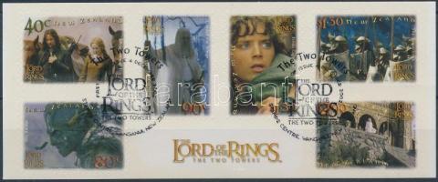 Lord of the Rings set self-adhesive foil with first day cancellation, Gyűrűk ura sor öntapadós fólián alkalmi bélyegzéssel