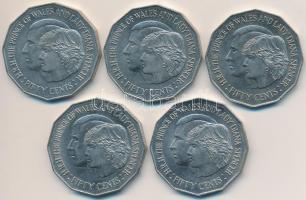 Ausztrália 1981. 50c "Károly herceg és Diana" (5x) T:2
Australia 1981. 50 Cents "Lad...