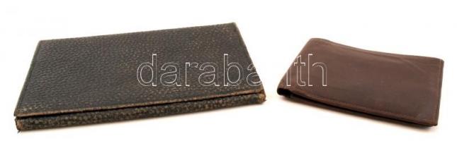 2 db bőr pénztárca, kissé megkopott állapotban, 10x12 cm, 13x19 cm