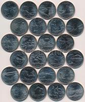 Amerikai Egyesült Államok 2000-2007. 1/4$ Cu-Ni "50 Állam" (24xklf) érmetartó kazettában T...