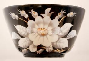 2 db virágmintás porcelán teás csésze csészealjjal, kopásnyomokkal, jelzés nélkül