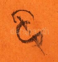 Mcp jelzéssel: Üldögélő testőr. Ceruza, papír, üvegezett keretben, 28×18 cm