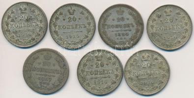 Orosz Birodalom 1867-1916. 20k Ag (7x) T:vegyes Russian Empire 1867-1916. 20 Kopeks Ag (7x) C:mixed