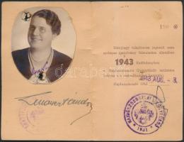 1943 a Hajdúszoboszlói Gyógyfürdőbe szóló, kitöltött, fényképes idényjegy