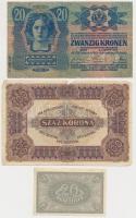 1913. 20K II. kiadás + 1916. 1K + 1917. 2K + 1920. 20f + 50K + 100K T:vegyes