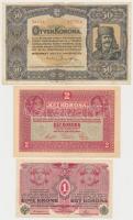 1913. 20K II. kiadás + 1916. 1K + 1917. 2K + 1920. 20f + 50K + 100K T:vegyes