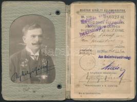 1917 Félárú jegyváltásra jogosító fényképes MÁV-igazolvány királyi járásbíró, később járásbírósági a...