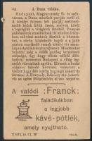 cca 1910 Franck kávépótlék reklám litho gyűjtőkártya budapesti látképpel és ismertető szöveggel