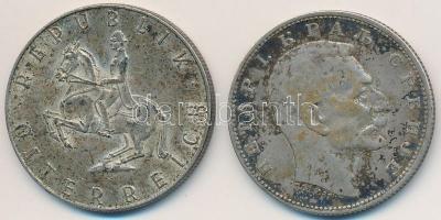 Vegyes: Ausztria 1960. 5Sch Ag + Szerbia 1912. 1D Ag "I. Péter" T:2,2- patina
Mixed: Aust...