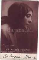 cca 1920 Cs. Aczél Ilona színésznő aláírt képeslapja