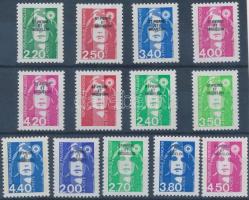 1991-1996 13 diff definitive overprinted stamps, 1991-1996 13 klf forgalmi bélyeg felülnyomással