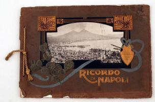 cca 1880-1900 Ricordo di Napoli, képes füzet Nápoly városáról 30 képpel, kicsit megviselt állapotban