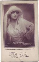 cca 1920 Tóth Böske színésznő aláírt képeslapja