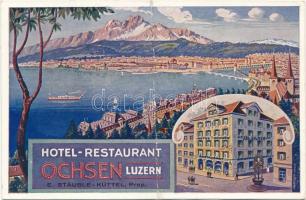 Luzern, Hotel Restaurant Ochsen; counting slip on backside (fa)