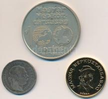 1893KB 1K Ag "Ferenc József" + 1986. 20Ft Cu-Ni aranyozott + 1988. 100Ft alpakka "Labdarúgó EB" T:3,2