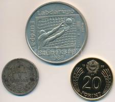 1893KB 1K Ag "Ferenc József" + 1986. 20Ft Cu-Ni aranyozott + 1988. 100Ft alpakka "Lab...