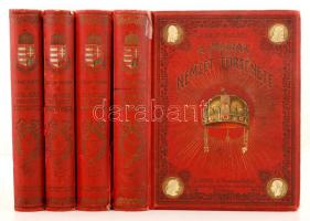 Szalay József-Baróti Lajos: A magyar nemzet története. I-IV. köt. Bp. 1895-1898, Lampel. Rendkívül gazdag képanyaggal. Kiadói, festett, dombornyomott egészvászon-kötésben. A II. kötet jó állapotú, a többi kötet gerince sérült, felszakadt. Az I. kötet hátsó táblája kopottas, elszíneződött.