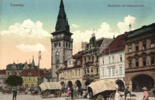 Chomutov, Komotau; Marktplatz mit Dekanalkirche, Apotheke / market square, church, pharmacy