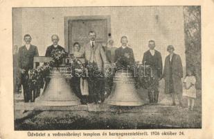 1926 Vedresábrány, Abramut; Templom és harangszentelés, csoportkép, kiadja Béres Károly / consecration of the church bell, group picture (EB)