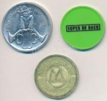 3db klf magyar és külföldi zseton, közte ~1960-1970. "Egész évben szerencse!" Al szerencse...