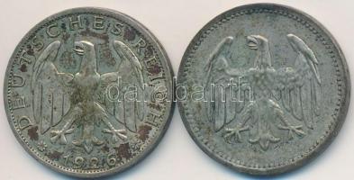 Németország / Weimari Köztársaság 1924A 1M Ag + 1926A 1RM Ag T:2,2- patina
Germany / Weimar Republi...