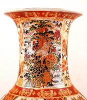 Jelzett kínai padlóváza, kézzel festett, hibátlan, m:58 cm