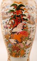 Jelzett kínai padlóváza, kézzel festett, hibátlan, m:58 cm