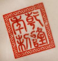 Jelzett kínai díszváza, matricás, kézzel festett aranyozás, hibátlan, m:44 cm