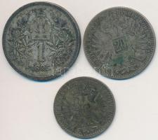 Ausztria 1868. 20kr Ag + 1872. 10kr Ag + 1895. 1K Ag "Ferenc József" T:3 patina
Austria 1...
