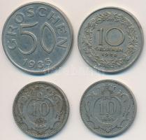 Ausztria 1893-1895. 10h (2x) + 1925. 10gr + 1935. 50gr T:2 Austria 1893-1895. 10 Heller (2x) + 1925. 10 Groschen + 1935. 50 Groschen C:XF