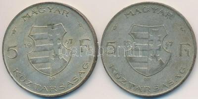 1947. 5Ft Ag "Kossuth" (2x) T:2-,3