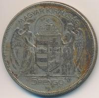 1930. 5P Ag "Horthy jobbra" T:3 patina